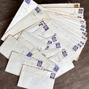 USS Canisteo. 5) Cartas de amor antiguas - Década de 1950. Documentos personales manuscritos. Sobres franqueados. Años variados. Correspondencia amorosa.