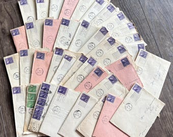 Vintage 1939 Love Letters: Handwritten Correspondence, Stamps (Sets of 5). Antique Documents, Crafts. Family Lots Time Capsules
