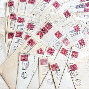 Cartas de amor de los años 20 y 30: documentos manuscritos personales antiguos/vintage. Correspondencia. Sellos. Lotes de cápsulas del tiempo de papel.