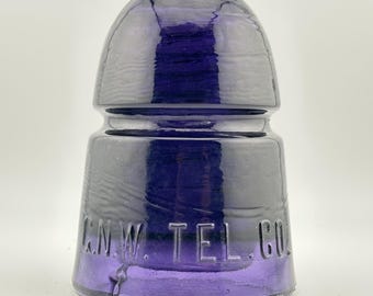 Antique Purple Insulator- Telegraph Railway, Brookfield/Hemingray. Glass Pole Conductors. Craft, Decor Lot. Hydro-Bottle, Glass. Great Color