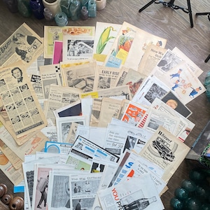 Anuncios antiguos. Páginas de revistas de principios de los años 1900 a los 60, anuncios, historias. Lote de antigüedades. Revistas y artículos de manualidades. Cartas antiguas. Productos y servicios.