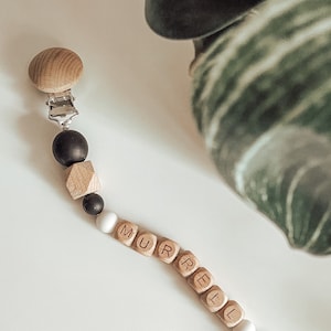 Personalized BLACK & WHITE pacifier clip
