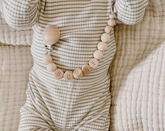 IVORY NEUTRAL pacifier clip -super cute, super neutral - Personalized