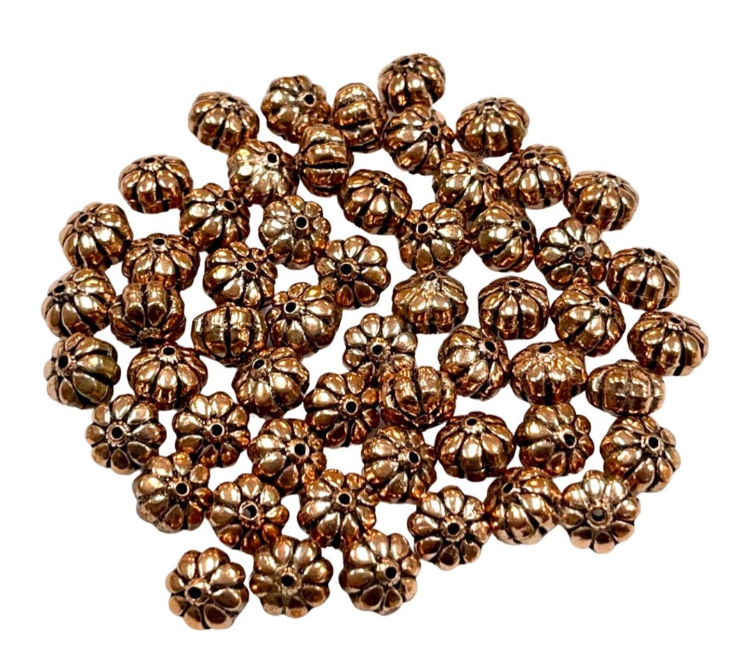 Copper Bali Beads, Solid Copper Handmade Beads, Size 10x6mm Copper Spacer Beads, Oxidized Copper