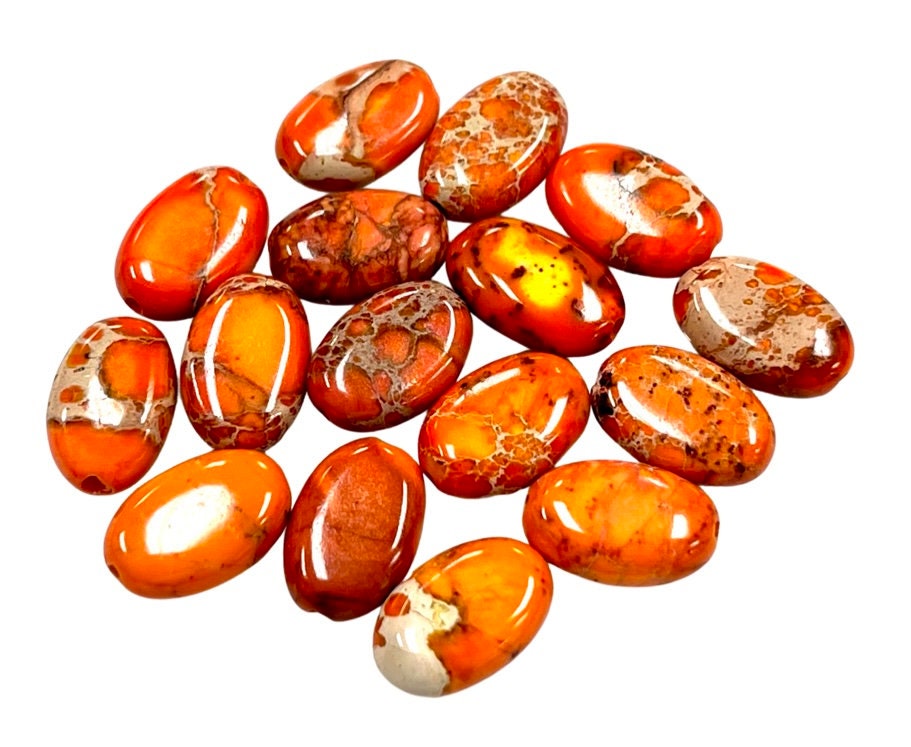 Natural Jasper Oval Beads 12x8mm Imperial Jasper Orange Etsy