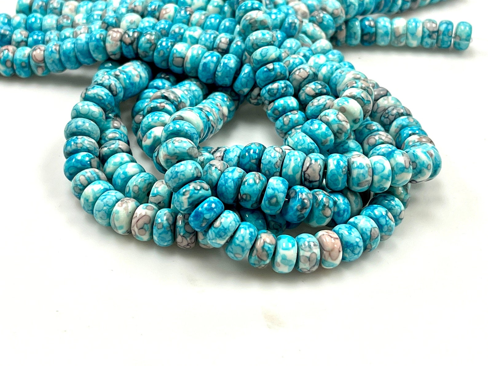 Rain Jasper Blue Jasper Gemstone Beads Rondell 6mm 8mm Etsy