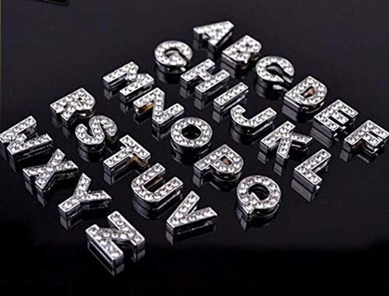 8mm silver Russian letters jewellery making materials slider charms for  bracelet-LSSL031
