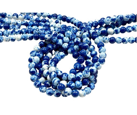 Jasper Blue Rain Jasper Gemstone Beads Round Shape Beads | Etsy