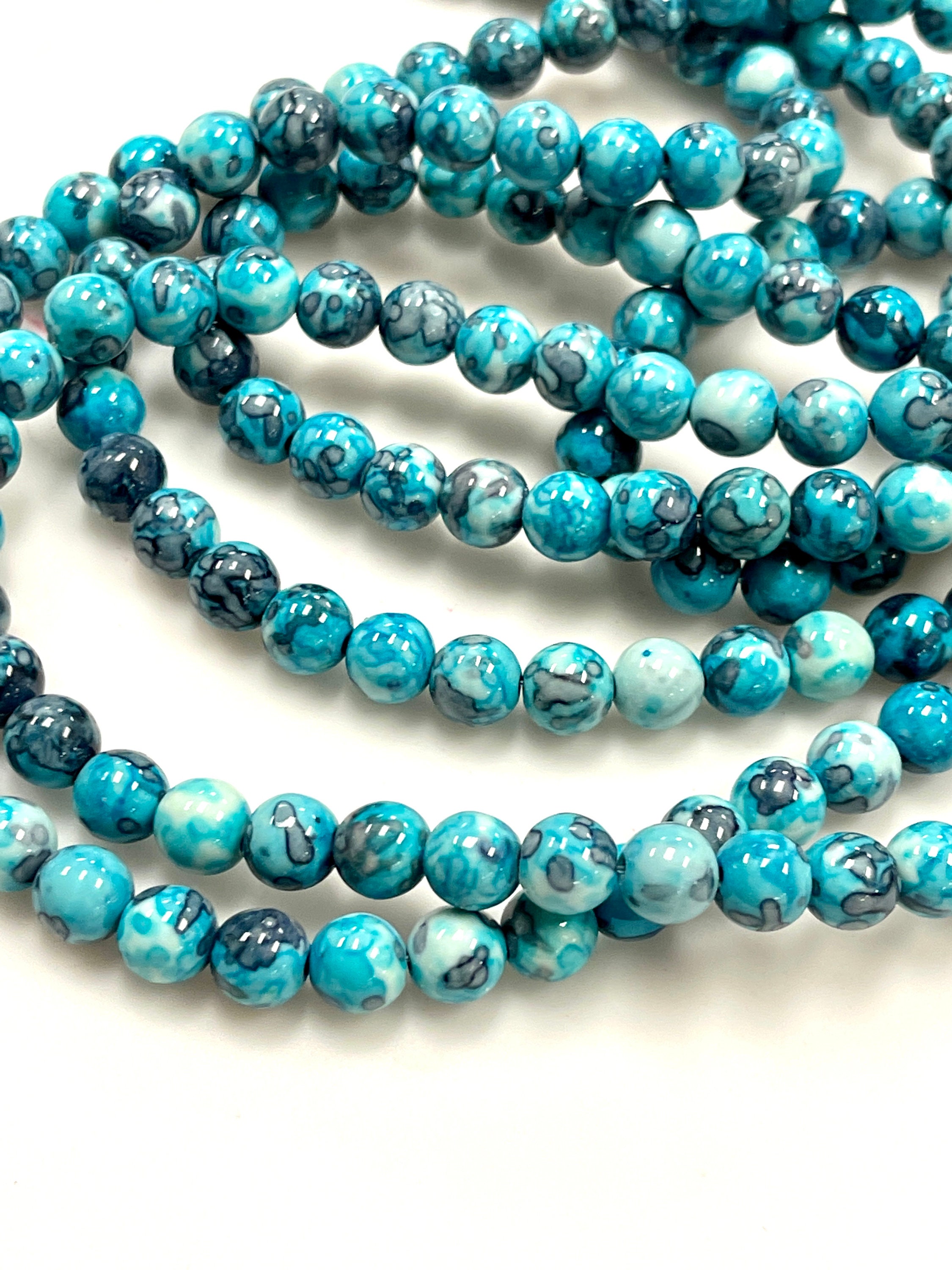 Jasper Sky Blue Rain Jasper Gemstone Beads Round Shape Beads Etsy
