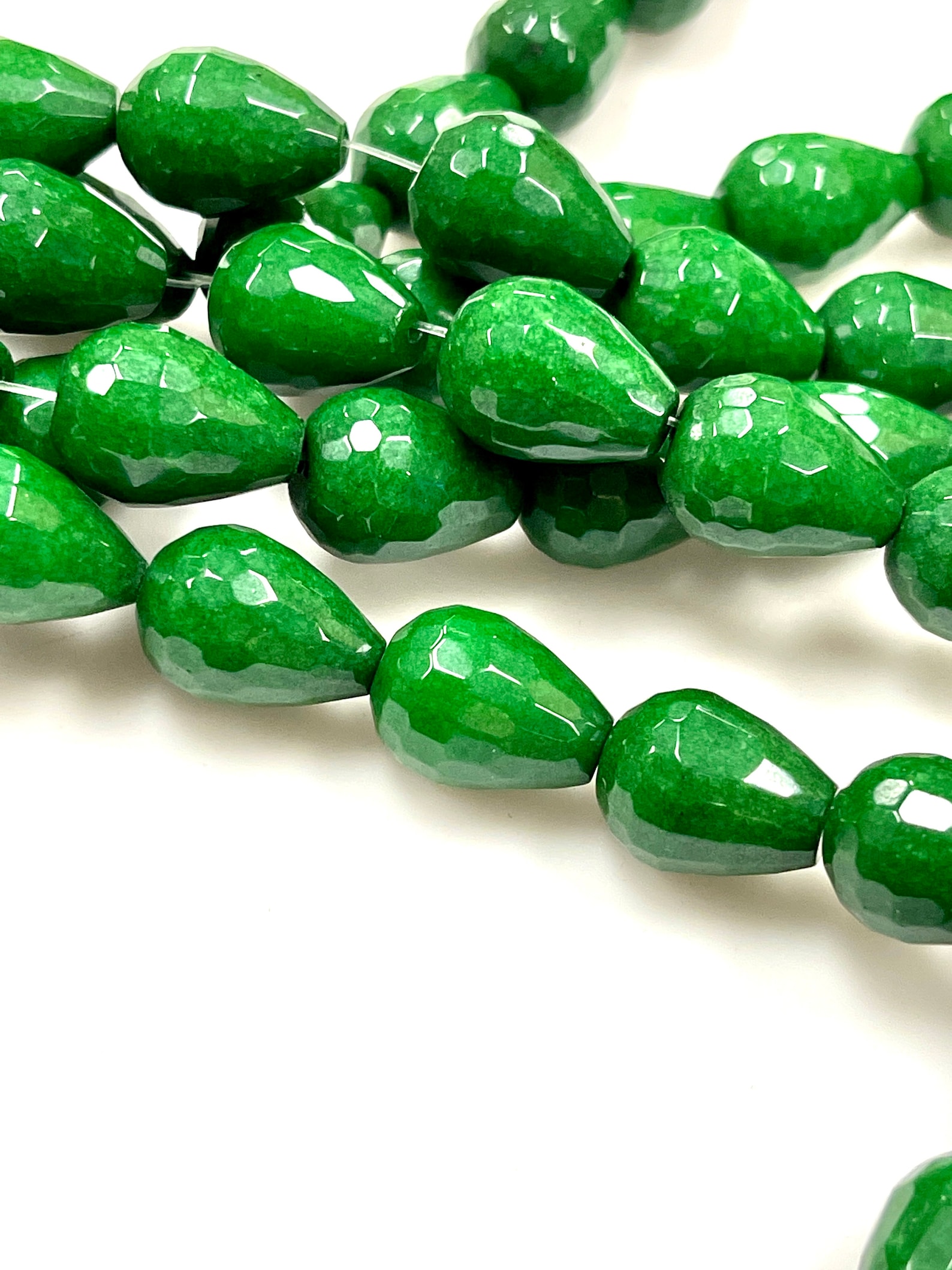 Emerald Jade Green Jade Gemstone Drops Shape Beads Strand - Etsy