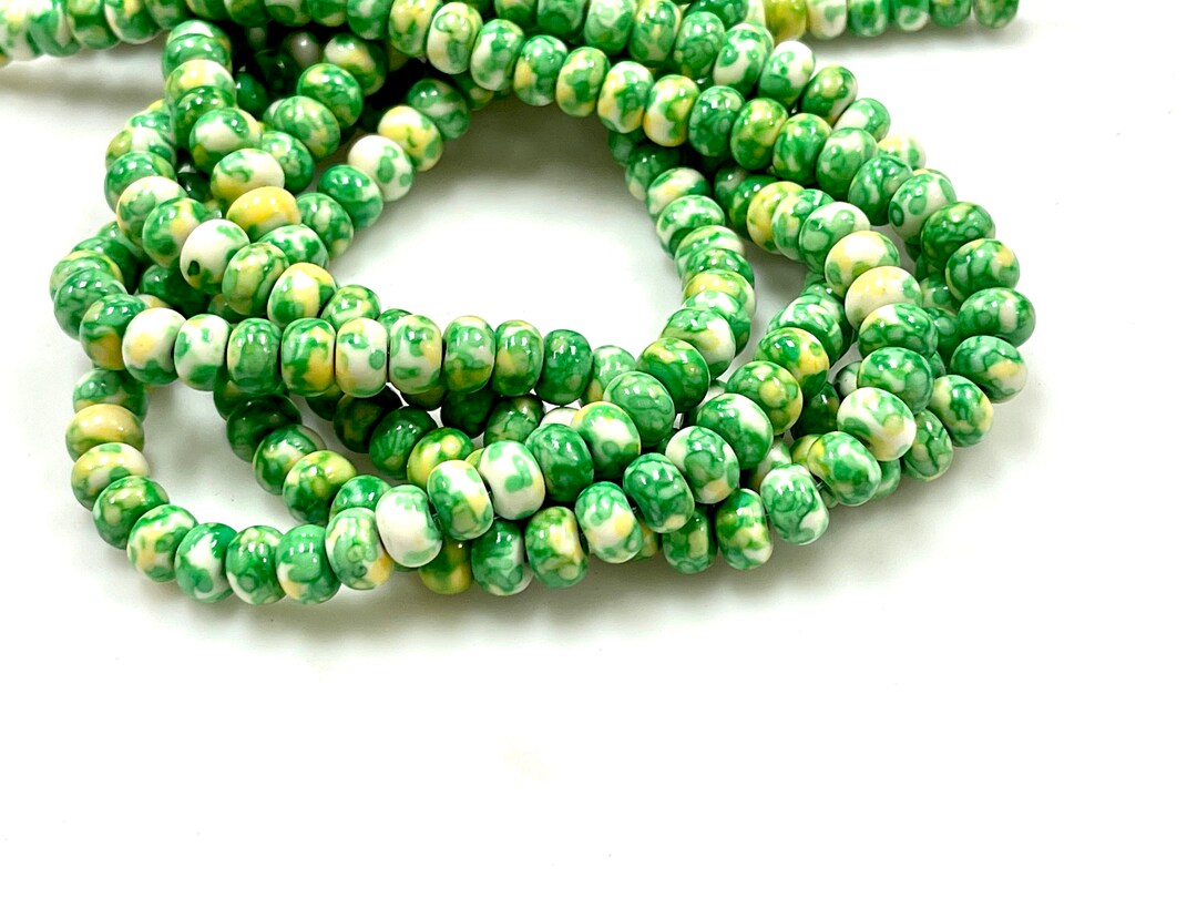 Rain Jasper Green Jasper Gemstone Beads Rondell 6mm 8mm Etsy