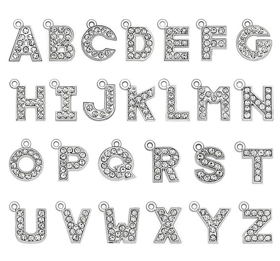 A to Z Individual Alphabet Letter Charms, 8 mm Rhinestone Alphabet Charms  Letters Wholesale Charms Letter Single Letter For Jewelry Making