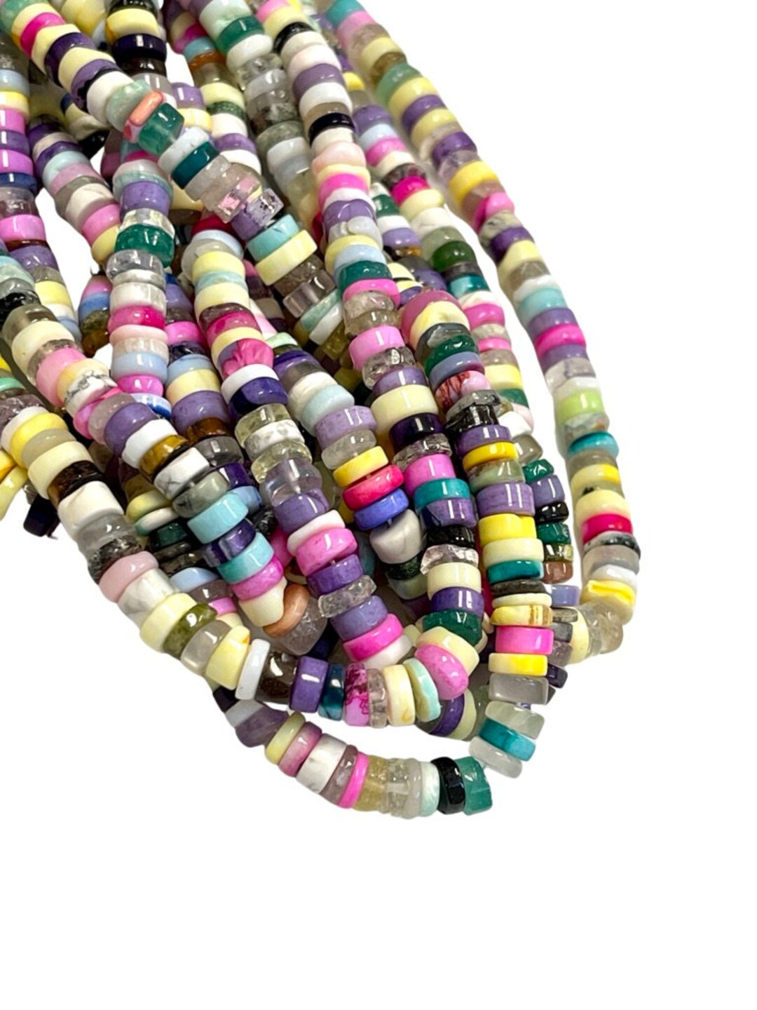 Multi Gemstone Heishi Disc Shape, Tyre Shape Beads Strand Size 6mm Yoga