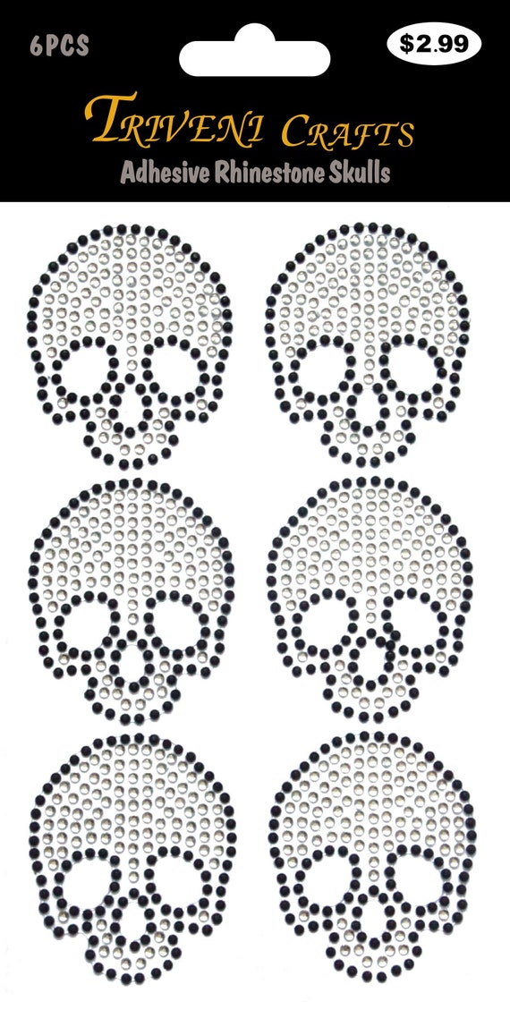 Totenkopf Selbstklebende Strass Sticker Blätter Diamante Strass für  Scrapbooking Papier Basteln Verzierung, Halloween. Party-Lieferung - .de