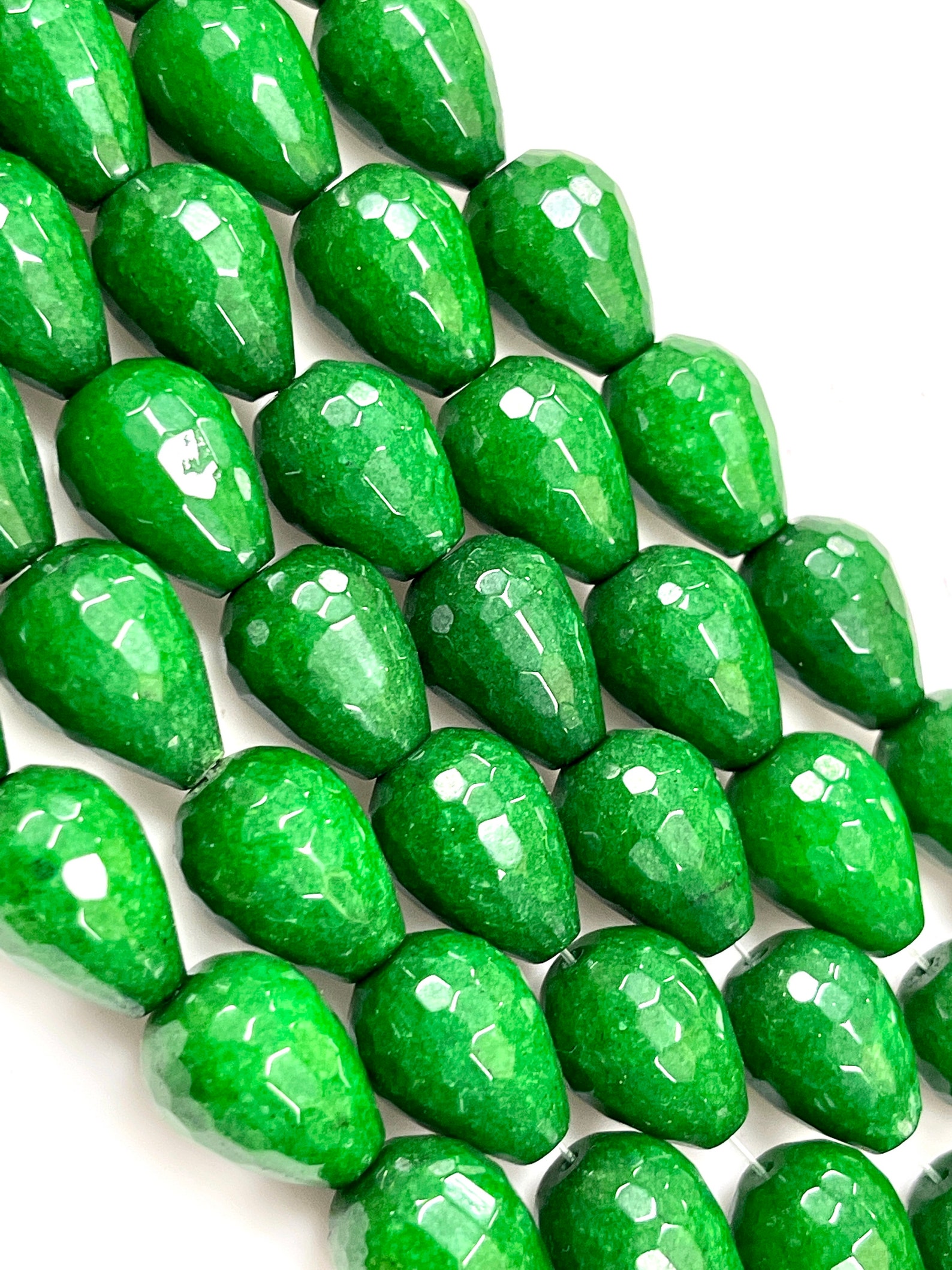 Emerald Jade Green Jade Gemstone Drops Shape Beads Strand - Etsy