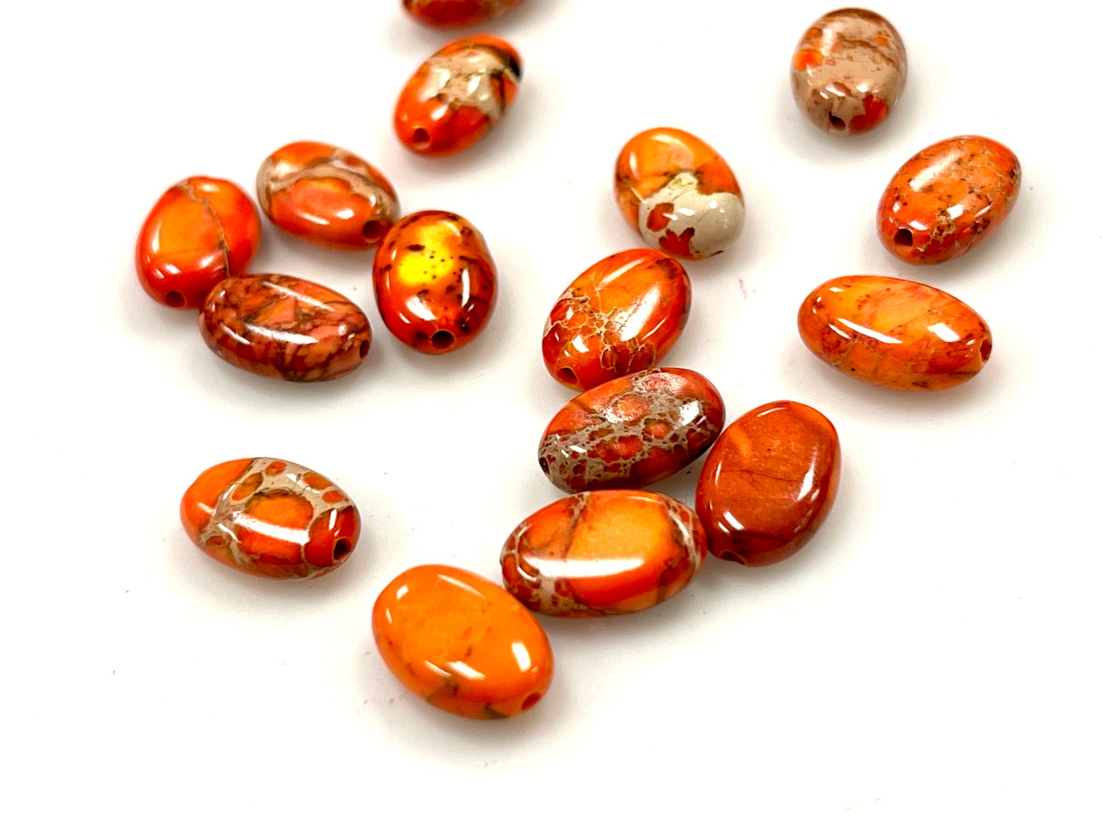 Natural Jasper Oval Beads 12x8mm Imperial Jasper Orange Etsy
