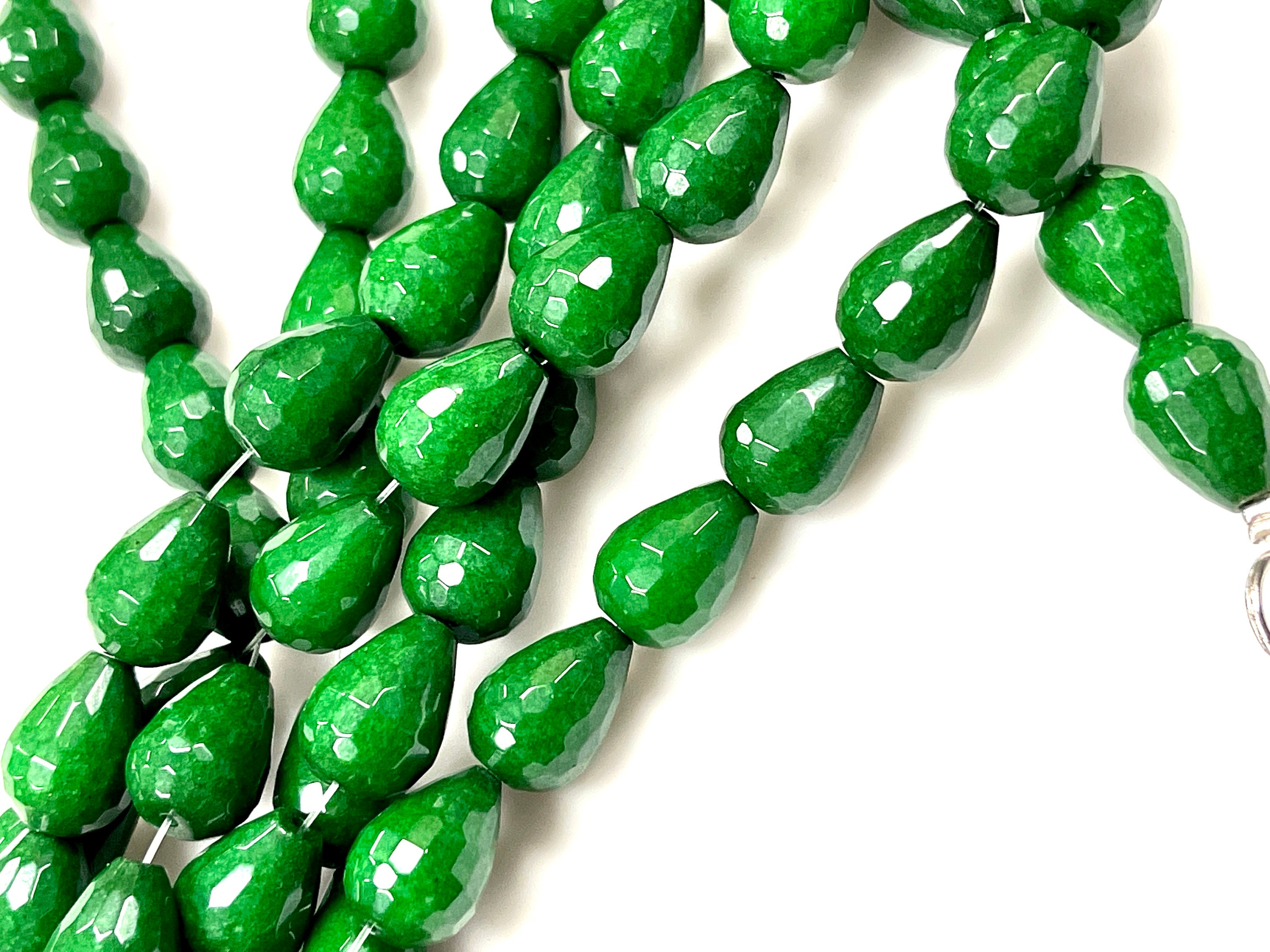 Emerald Jade Green Jade Gemstone Drops Shape Beads Strand - Etsy