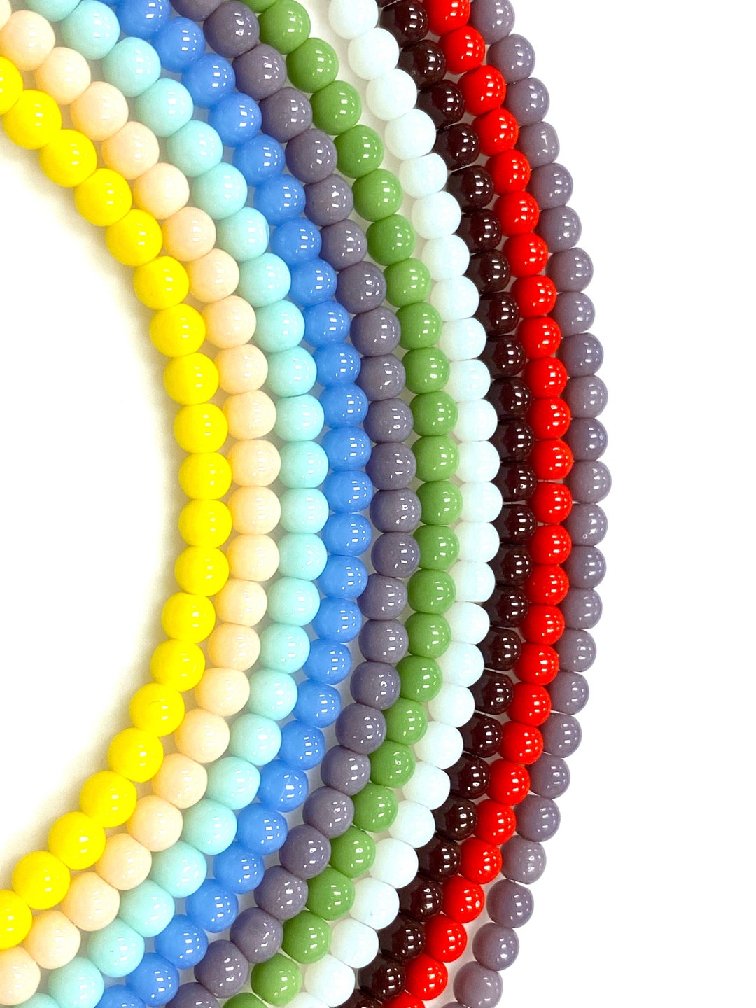 Bulk 10 Strands Lot of Czech Opaque Glass Beads Round 4mm Loose Beads,  Solid Color Smooth Crystal Glass Beads for DIY Jewelry Making 
