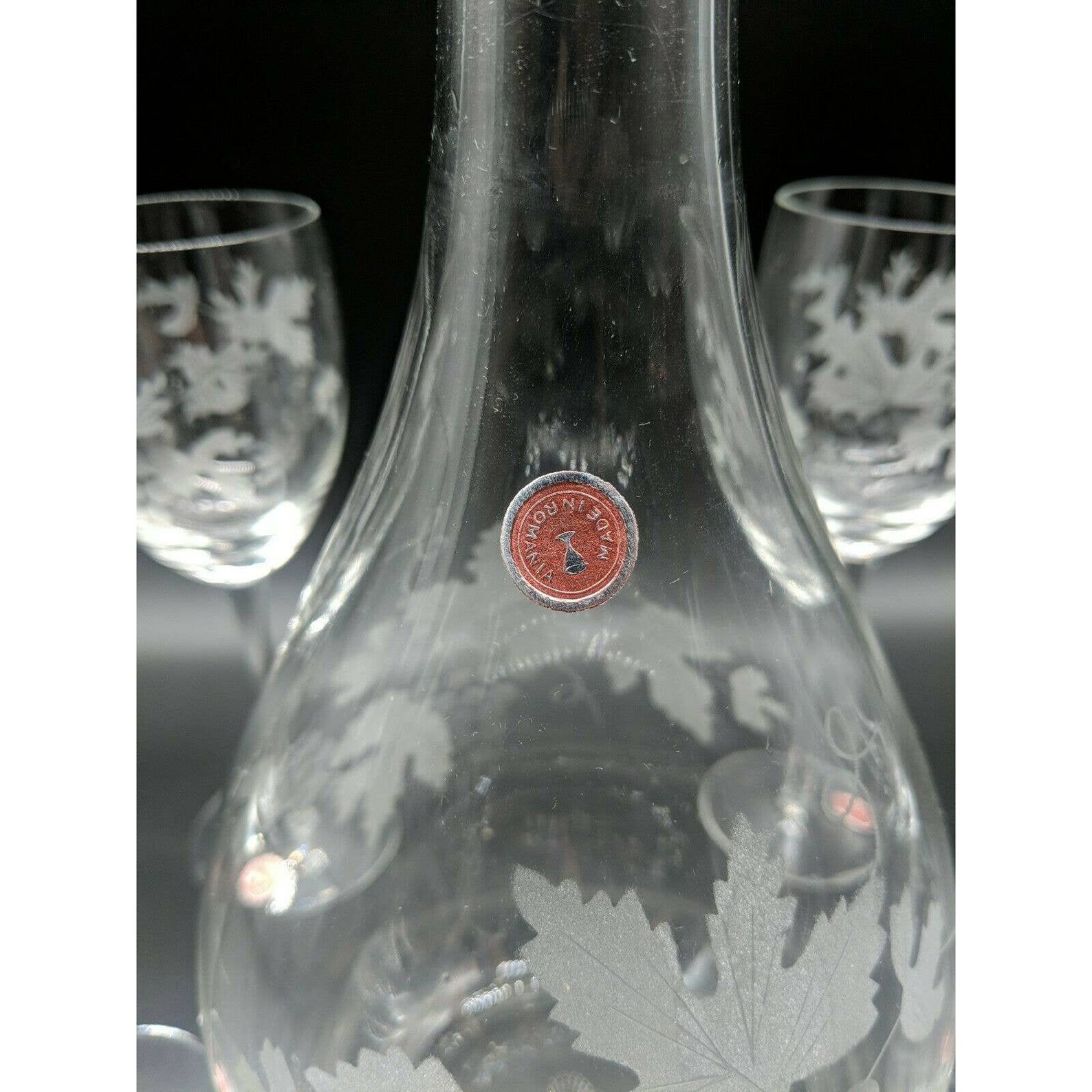 Made In Romania Decanter With Stopper And 6 Wine Glasses Etsy