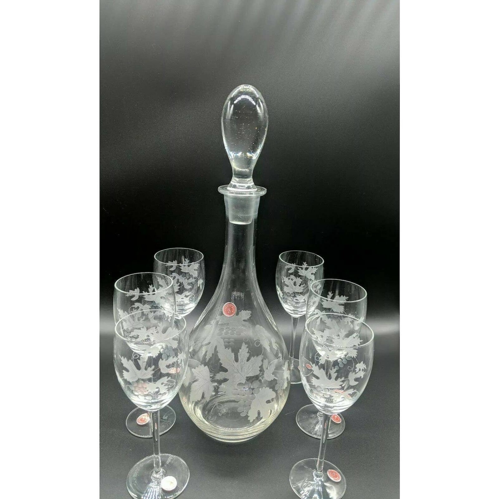 Made In Romania Decanter With Stopper And 6 Wine Glasses Etsy