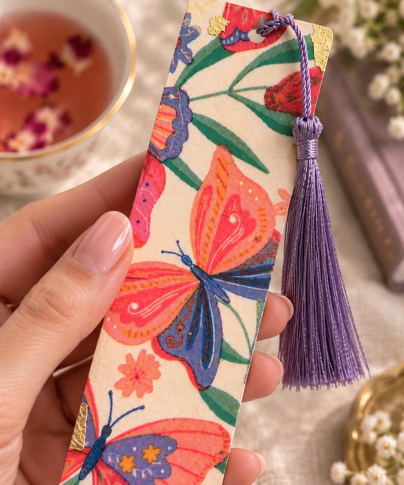 Butterfly Wooden Bookmark | Lavender Tassel Bookmark | Book Lover Gift ...