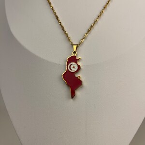 Tunisia Map with Flag Necklace