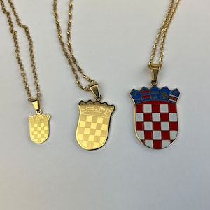 Ketting met wapenschild van Kroatië - grote, middelgrote of minihanger van het Grb Republike Hrvatske voor zowel mannen als vrouwen