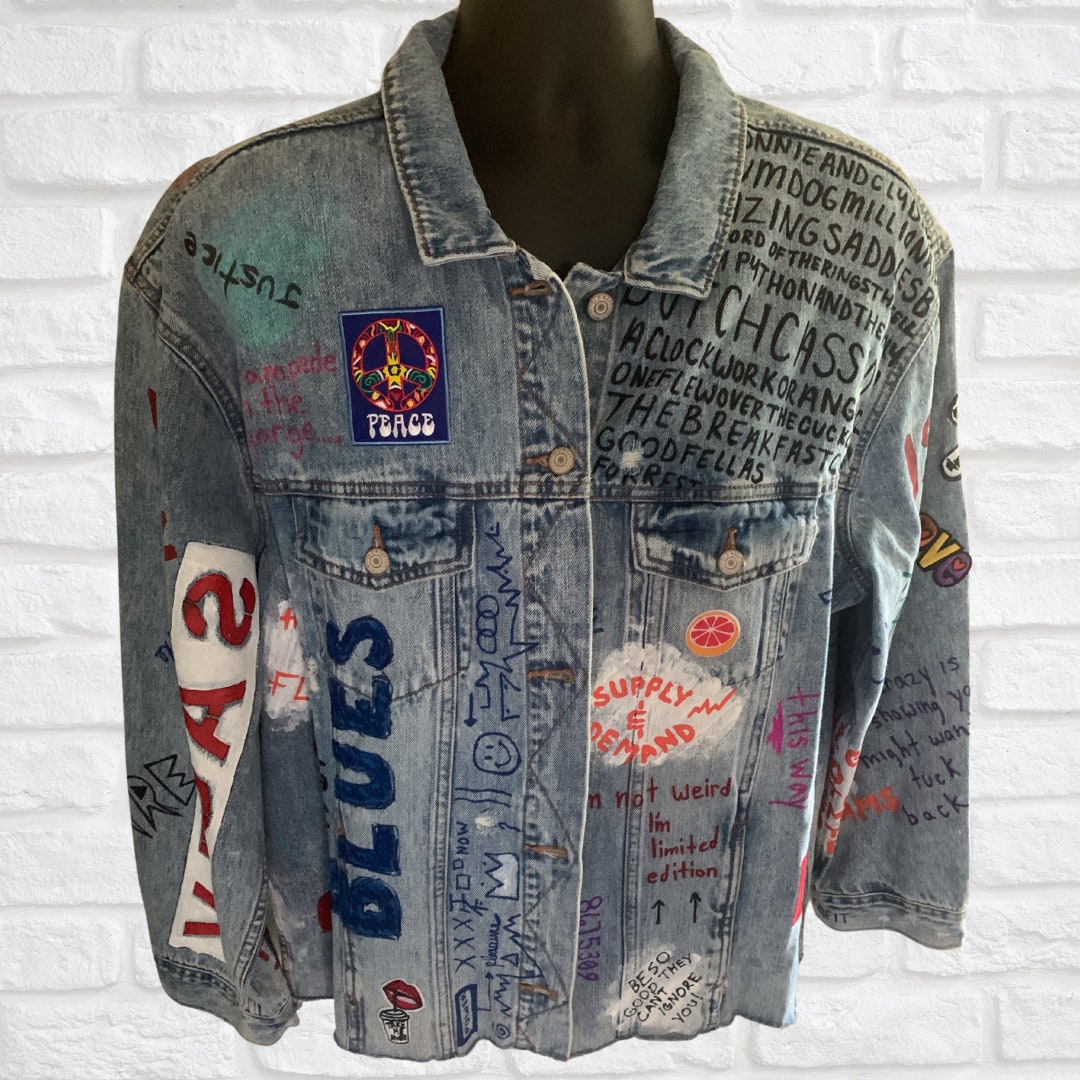 Custom Quality Denim Jacket With Abstract Artwork Women's - Etsy