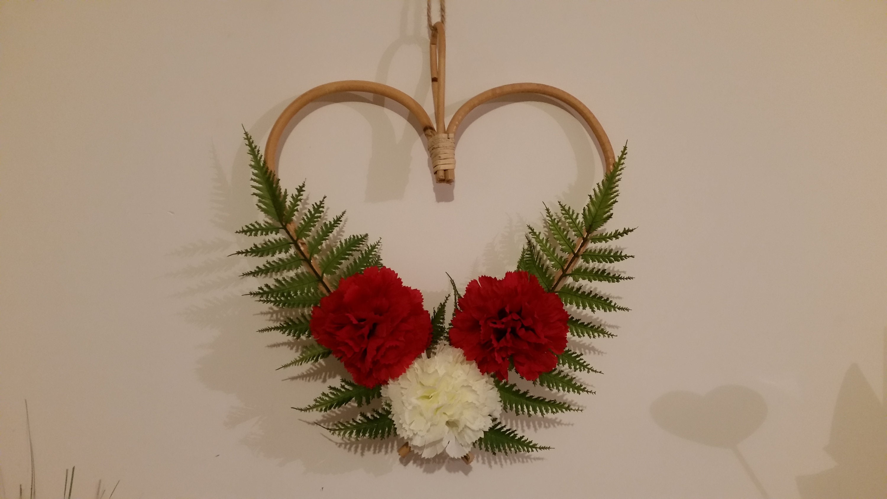 Cœur en Bois Fougère et Œillet Pour La St Valentin Coeur Oeillet