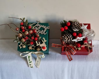 Wooden boxes decorated on the Christmas theme for Christmas "GIFT BOXES"