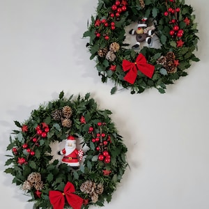 Couronne de l'Avent synthétique décoration Noël houx et sapin D30cm HOUX