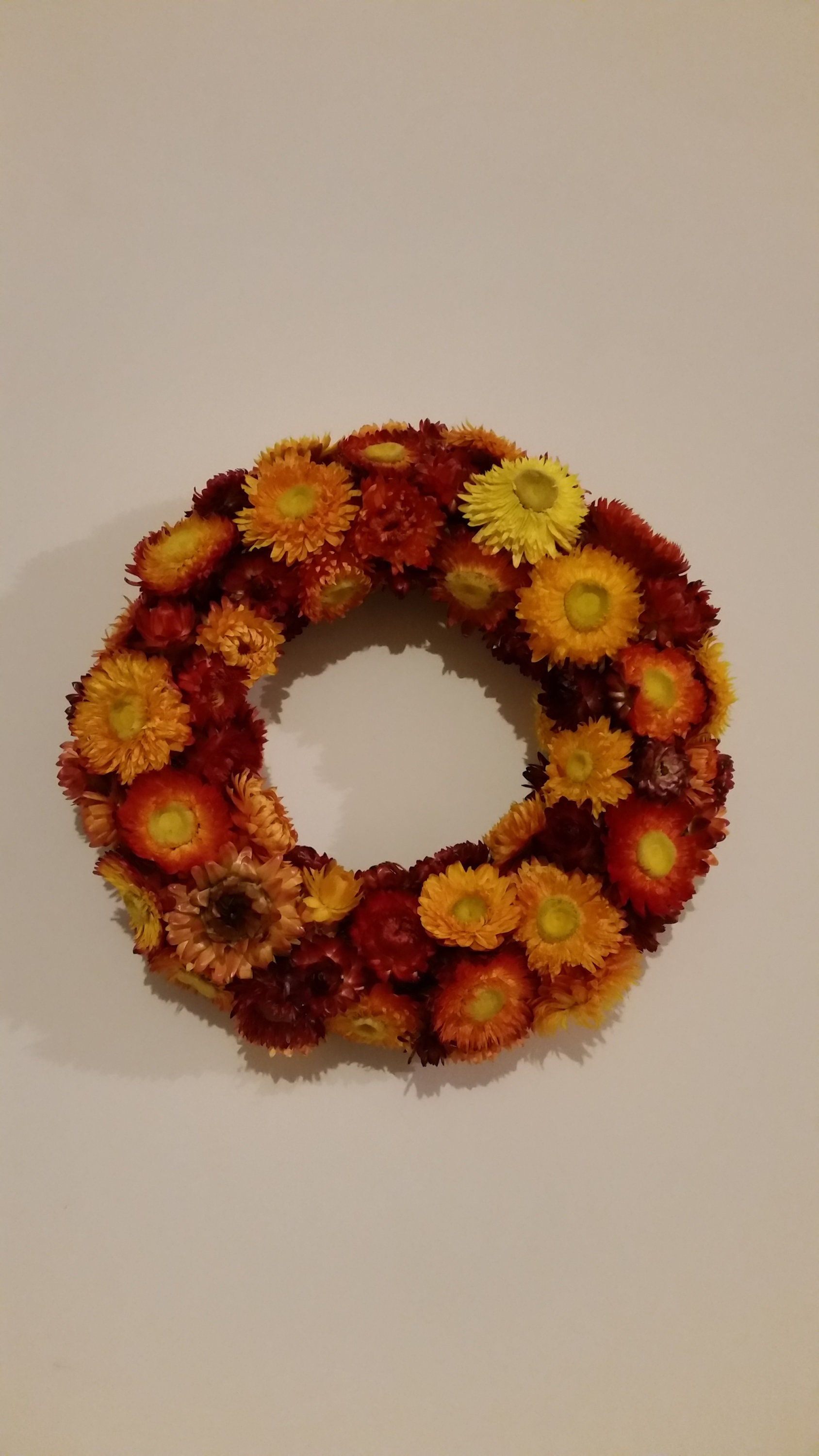 Couronne de Porte en Bois Fleurs Séchées Hélichrysum Helichrysum