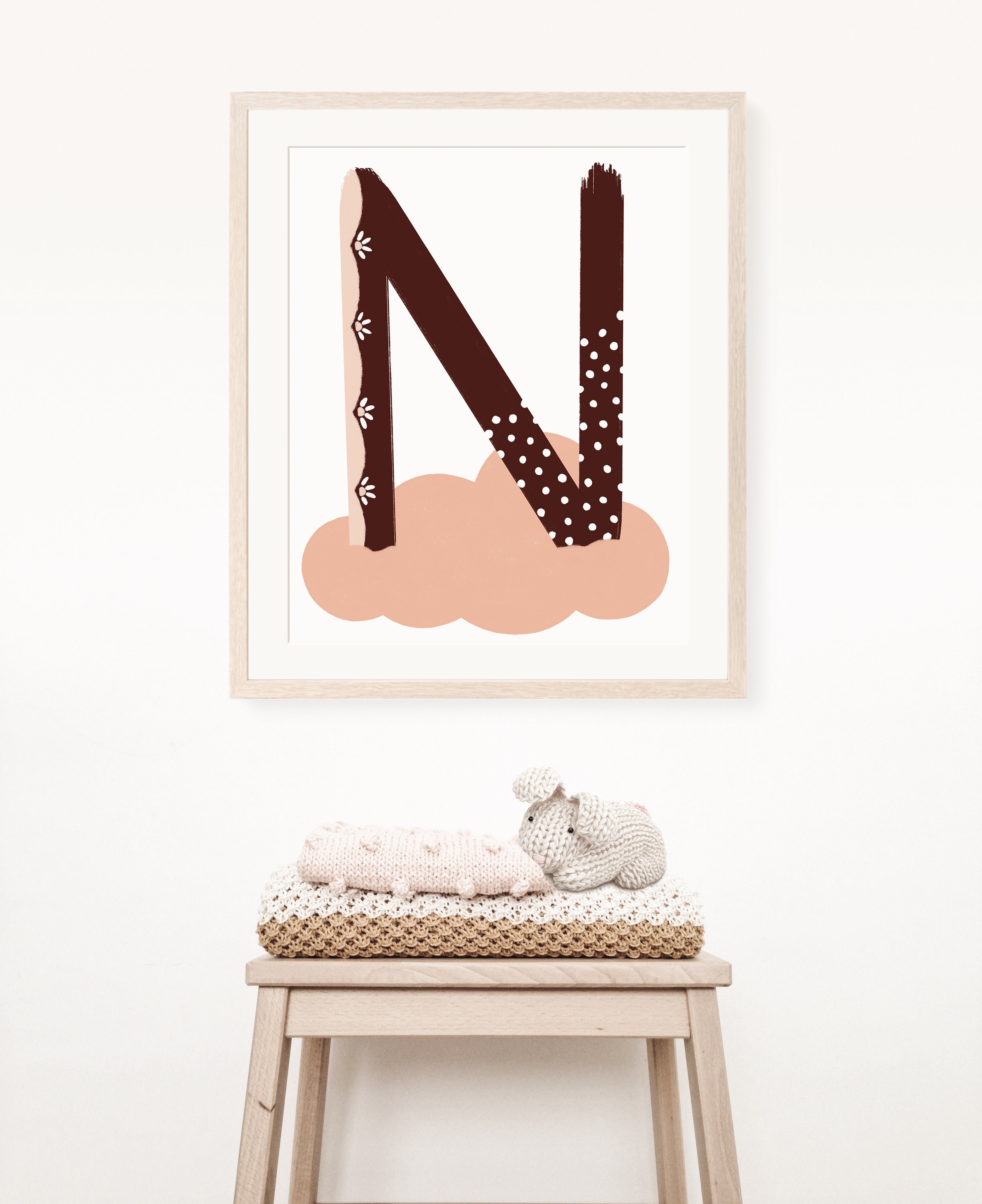 Kinderzimmer Wandkunst Digitaldruck Alphabet Buchstabe N | Etsy