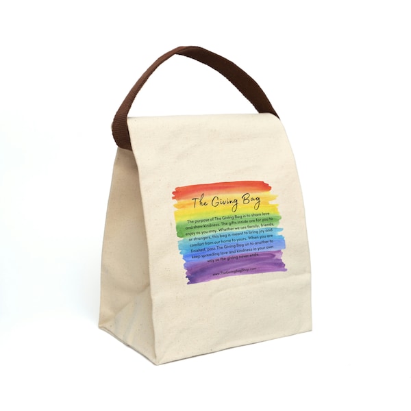 Les couleurs du sac à lunch en toile arc-en-ciel avec sangle Sac réutilisable Pay It Forward