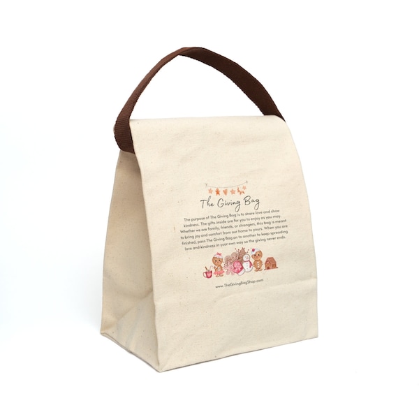 Le sac de cadeaux Gingerbread Femme Gingerbread Man Gingerbread House Canvas Lunch Bag avec sangle Pay It Forward Sac réutilisable