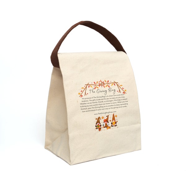 Le sac de don Fall Thanksgiving Gnomes Sac à lunch en toile avec sangle Pay It Forward Sac réutilisable