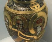 Vintage Japanese Satsuma Hand painted Vase About 13 With A Stamp
