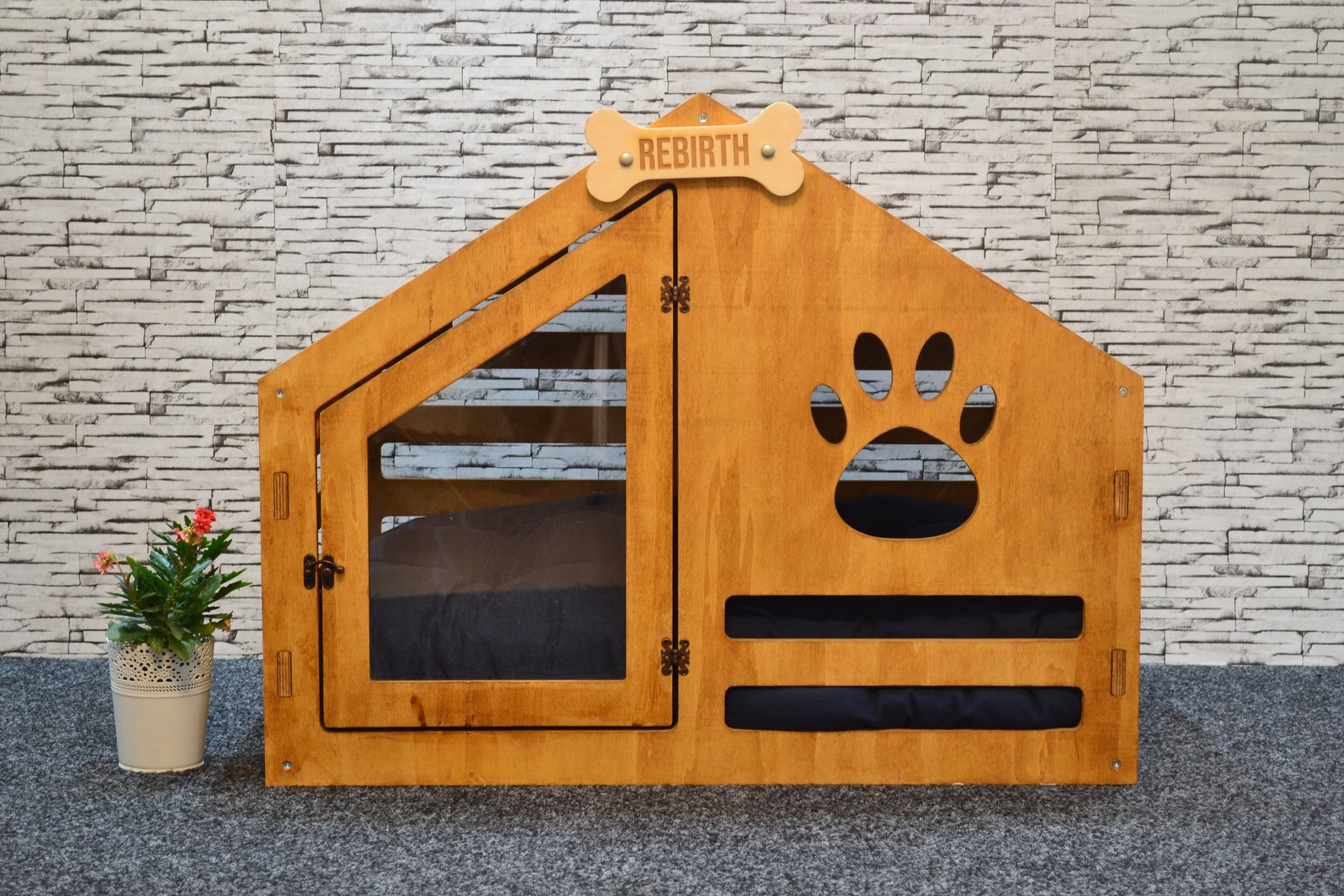 Maison moderne de chien maison en bois danimal familier lit Etsy