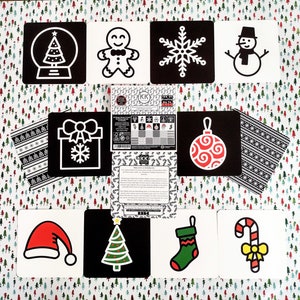 KERSTEDITIE XMAS 24 Design Baby Sensory Development Flash Cards Set Hoog Contrast Wit Zwart Kleur Pasgeboren Visie Rsbc Charity