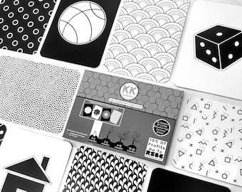 24 Design Baby Sensory Development Flash Cards Object Set High Contrast White Black Newborn Vision RSBC Charity