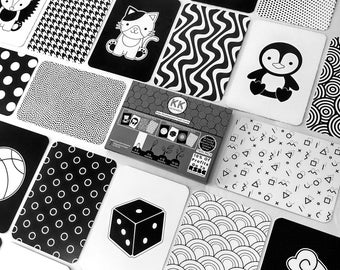 48 Design TWIN PACK Baby Sensory Development Flash Cards High Contrast White Black Newborn RSBC Charity