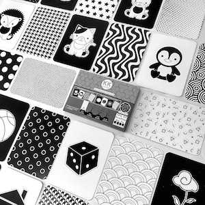 48 Design TWIN PACK Baby Sensory Development Flash Cards Hoog Contrast Wit Zwart Pasgeboren RSBC Charity