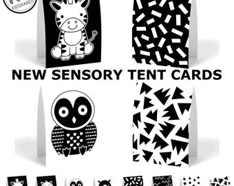 NOUVEAU 8 Conception Bébé Tente Sensorielle Debout Cartes Flash Ventre Temps Noir Blanc Contraste Élevé Nouveau-Né Cadeau KIDSKARDS