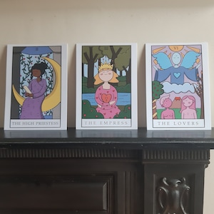 Tarot Prints of High Priestess, Empress and the Lovers (A5)