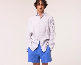 Leinen-Set (Hemd und Shorts) für Männer | Loungewear-Set für Herren | Geschenk für Freund | Sommer Set | sommerliches Hemd