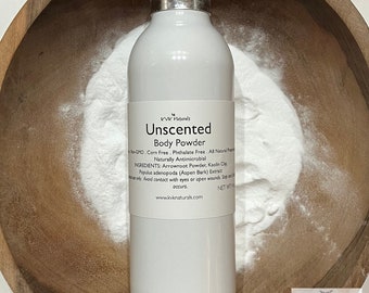 Body Powder Unscented 4 oz - Dusting Powder, Talc Free Powder, Gift for Her