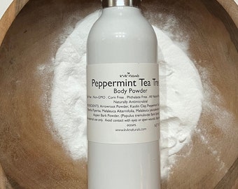 Body Powder Peppermint Tea Tree 4 oz - Dusting Powder, Talc Free Powder, Gift for Her