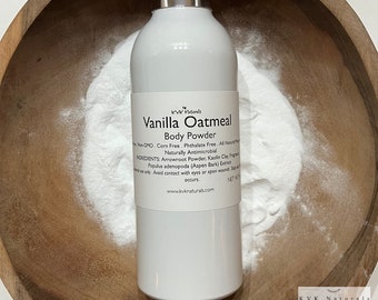 Body Powder Vanilla Oatmeal 4 oz - Dusting Powder, Talc Free Powder, Gift for Her