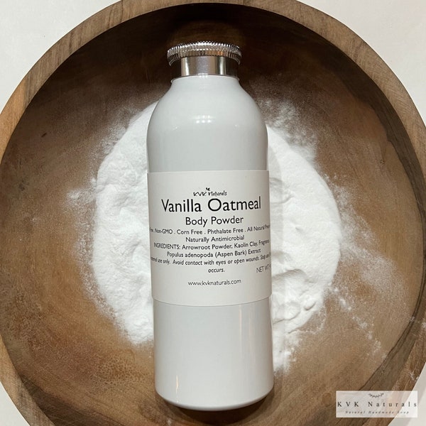 Poudre pour le corps, flocons d'avoine à la vanille 4 oz - Poudre à saupoudrer, poudre sans talc, cadeau pour elle