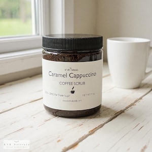 Caramel Cappuccino Coffee Scrub: Natural Exfoliating Body Polish (9 oz)